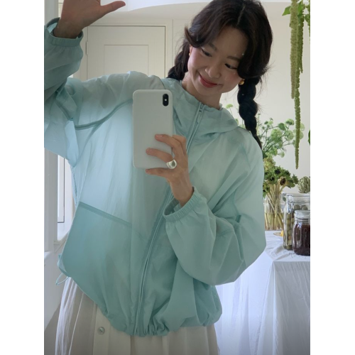 現FARVEN韓國新款夏薄款透氣防曬衫fever拉鍊連帽夾克短外套上衣