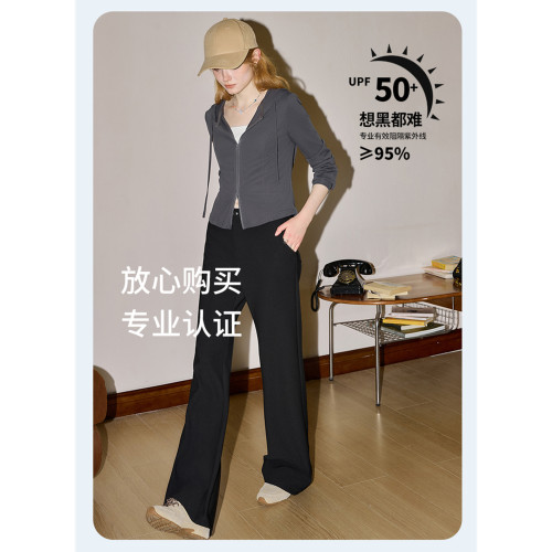 庫恩瑪維街頭風雙拉鍊連帽短外套女2026早春新款涼感物語遮陽上衣