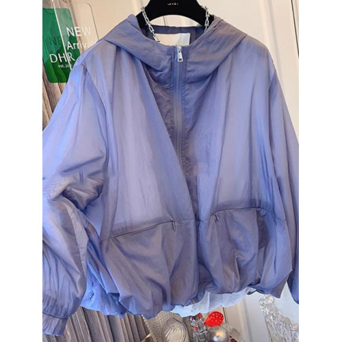 歐貨大碼寬鬆顯瘦連帽防曬衣女夏季新款洋氣別致好看短款外套上衣