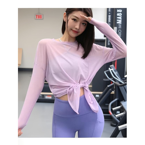 網紗速乾冰絲t恤女健身跑步運動寬鬆薄款防曬衣罩衫瑜珈服上衣夏