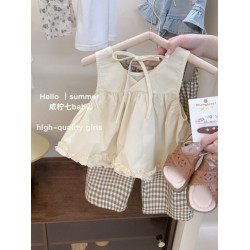 女寶寶背心防蚊褲套裝2025夏季新款小女孩夏裝女小童韓版兩件套潮