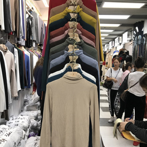 2025早春高領莫代爾打底衫女堆堆領黑色內搭修身韓版時尚洋氣上衣