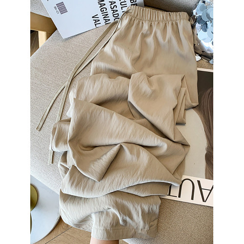 清倉撿漏~春秋肌理褶皺天絲棉空氣濶腿褲女高腰寬鬆垂墜感長褲潮