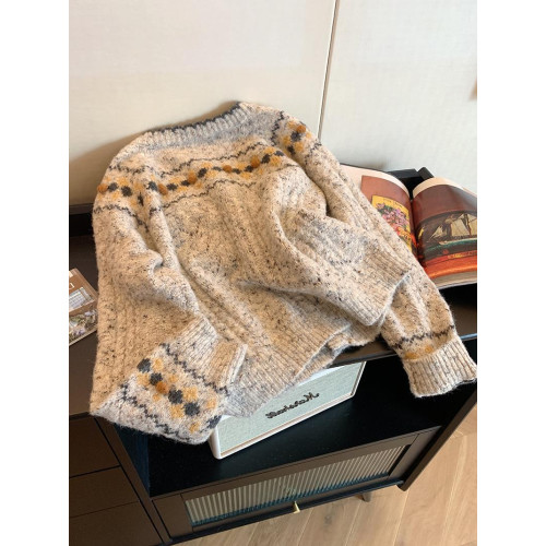 專櫃撤廻剪標冬季穿搭提花圓領軟糯毛衣開衫女慵懶風休閒針織外套