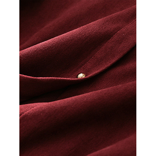 法式復古酒紅色長袖襯衫女裝2024秋冬新款曡穿Polo領內搭打底襯衣