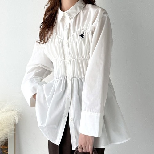 C09007日單秋新款客供料單排釦彈力松緊微寬鬆顯瘦女氣質長袖襯衫