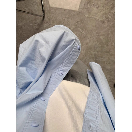 法式藍色防曬襯衫女春秋夏季小個子寬鬆長袖襯衣外套休閒韓系上衣