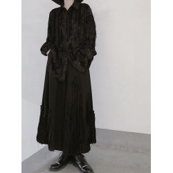 浮木兮/春季新款禁欲系厭世 蕾絲花邊小心機設計仙氣絲絨襯衫上衣