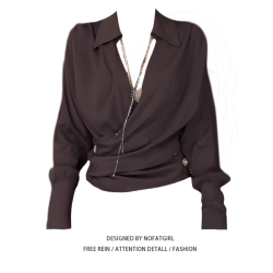 大碼胖MM性感辣妹交叉V領收腰咖色長袖襯衫早秋新款修身顯瘦上衣