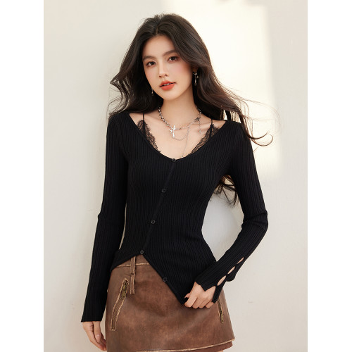 拉夏貝爾Puella2025年新款獨特別致針織衫修身顯瘦小衆上衣女冬季