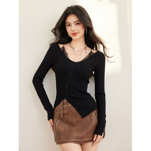 拉夏貝爾Puella2025年新款獨特別致針織衫修身顯瘦小衆上衣女冬季