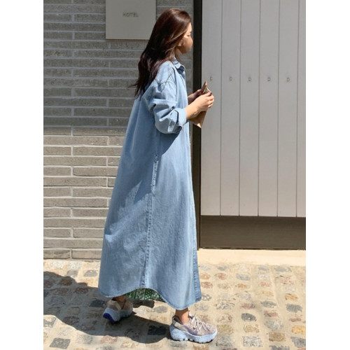 春秋長款過膝牛仔外套女韓版新款bf風長袖襯衫百搭休閒風衣開衫潮