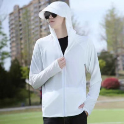 冰絲網眼防曬衣男款防紫外線釣魚服遮陽防曬衣帽遮臉一體防曬服