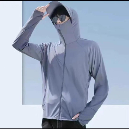冰絲網眼防曬衣男款防紫外線釣魚服遮陽防曬衣帽遮臉一體防曬服