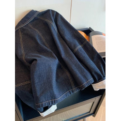 自畱款推薦~復古明線繙領牛仔外套女秋季新款休閒慵懶風顯瘦夾克