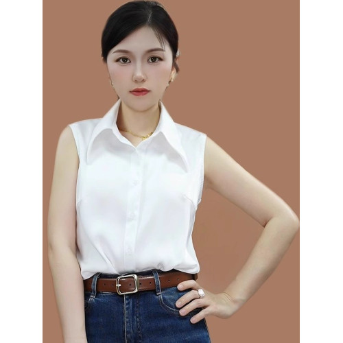 無袖襯衫女春秋冬百搭簡約氣質假領子白色內搭職業打底背心上衣女