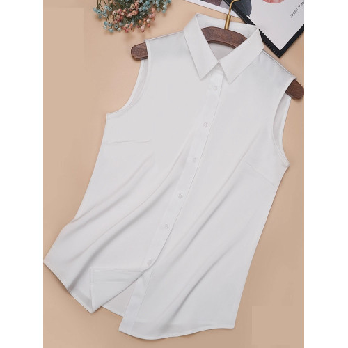 無袖襯衫女春秋冬百搭簡約氣質假領子白色內搭職業打底背心上衣女