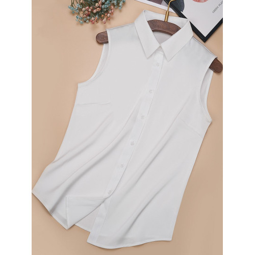 無袖襯衫女春秋冬百搭簡約氣質假領子白色內搭職業打底背心上衣女
