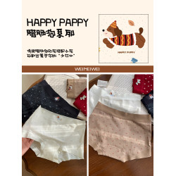 微內薇臘腸狗印花內褲女生純棉10A抑菌加長襠甜美透氣大碼平角褲