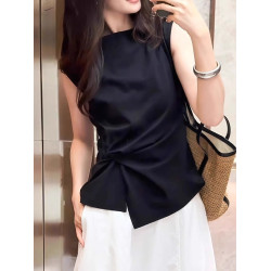 大碼不規則無袖襯衫女夏2026新款顯瘦高級感減齡洋氣法式小資上衣