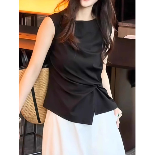 大碼不規則無袖襯衫女夏2026新款顯瘦高級感減齡洋氣法式小資上衣