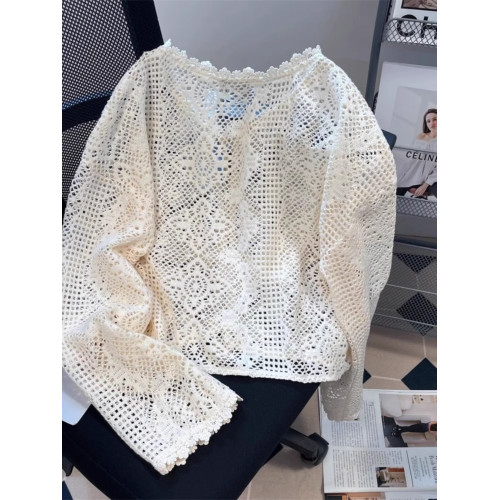 特大碼300斤度假風鏤空蕾絲防曬開衫女夏薄款配吊帶裙罩衫小披肩