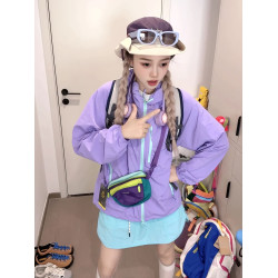 多巴胺紫色冰絲防曬衣女款夏季薄款速乾登山服外套戶外騎行沖鋒衣