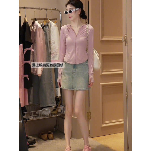 oajer歐紀兒旗艦女裝店鷗同款夏季款慵懶風甜辣修身短款防曬上衣