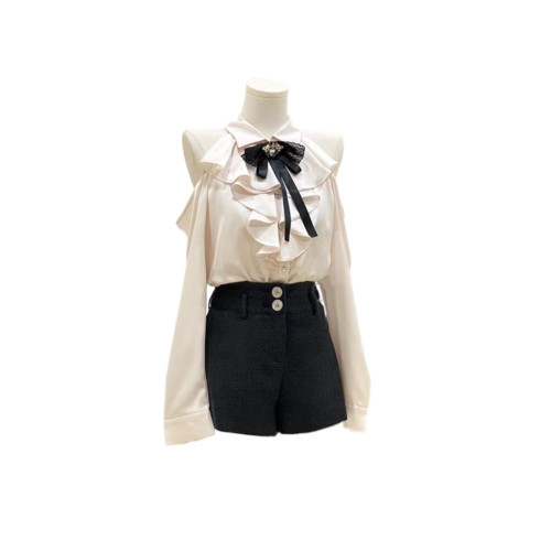 三兩甜千金白色襯衫女2025春裝新款蝴蝶結法式甜美別致宮廷風上衣