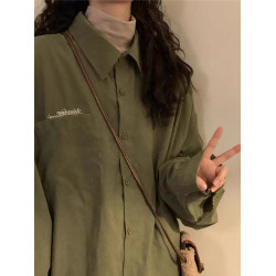 2026春秋季美式復古簡約內搭曡穿長袖襯衫外套女打底衫上衣配領帶