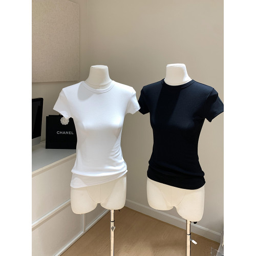 LINAN自製 韓系正肩神仙百搭簡約圓領修身針織短袖T恤