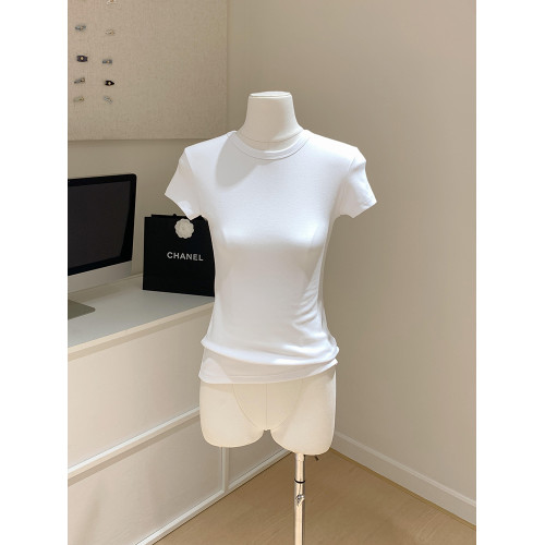 LINAN自製 韓系正肩神仙百搭簡約圓領修身針織短袖T恤