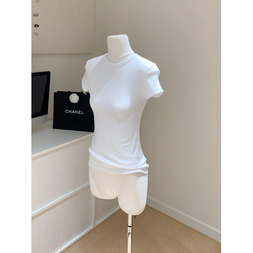 LINAN自製 韓系正肩神仙百搭簡約圓領修身針織短袖T恤