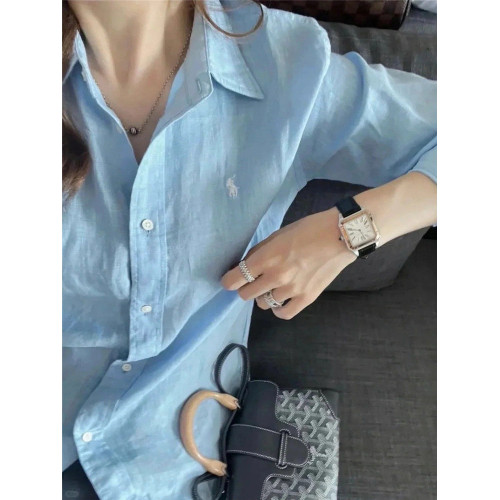 休閒襯衫外套女夏季天薄款防曬小開衫寬鬆長袖上衣全純棉亞麻襯衣