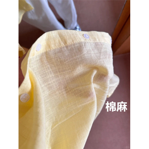 休閒襯衫外套女夏季天薄款防曬小開衫寬鬆長袖上衣全純棉亞麻襯衣