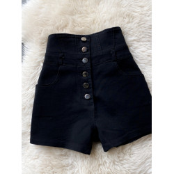 折釦店商場撤櫃女裝尾貨清倉高腰單排釦牛仔短褲黑色顯瘦百搭熱褲