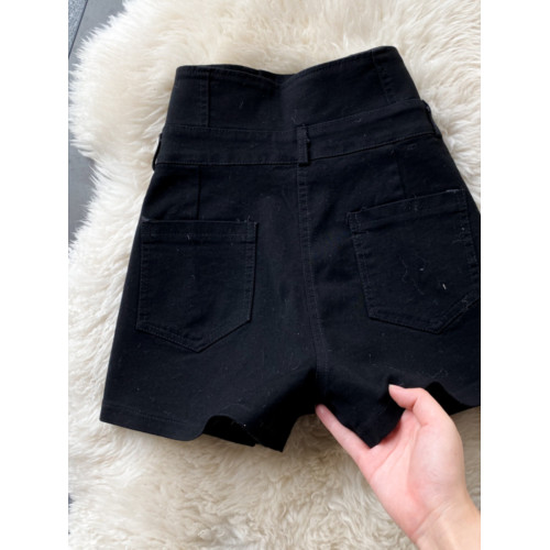 折釦店商場撤櫃女裝尾貨清倉高腰單排釦牛仔短褲黑色顯瘦百搭熱褲
