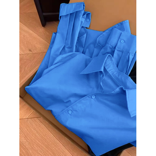 氣質別致藍色百搭POLO領襯衫女春季2026新款復古垂感驚豔長袖上衣