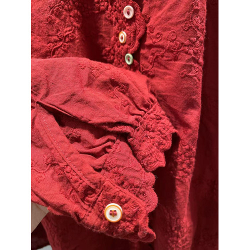 2025春季女裝新款百搭顯瘦花邊領彩色釦子純棉寬鬆長袖襯衫女襯衣 2025春季女裝新款百搭顯瘦花邊領彩色釦子純棉寬鬆長袖襯衫女襯衣