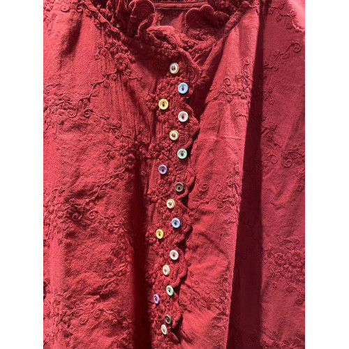 2025春季女裝新款百搭顯瘦花邊領彩色釦子純棉寬鬆長袖襯衫女襯衣 2025春季女裝新款百搭顯瘦花邊領彩色釦子純棉寬鬆長袖襯衫女襯衣