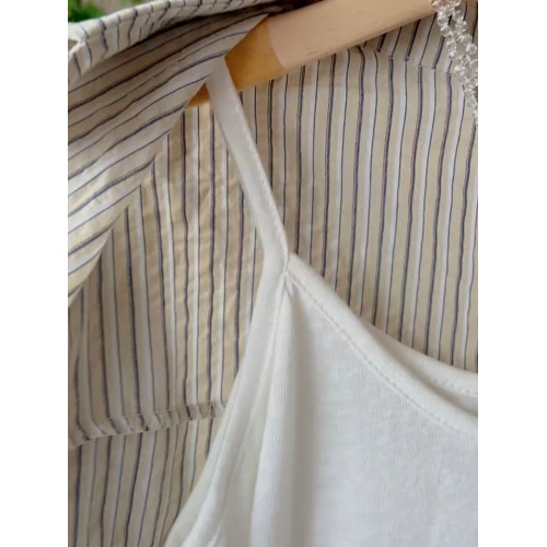 夏季款顯瘦百搭條紋襯衫女2025韓系寬鬆休閒長袖襯衣小衆上衣