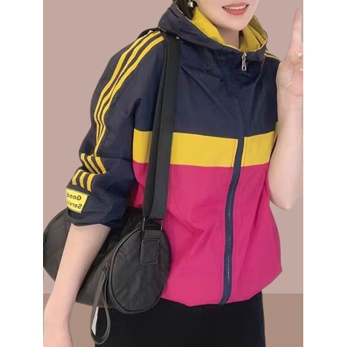 夏季薄款冰絲防曬服外套2025新款大碼高級感撞色連帽寬鬆防曬衫女