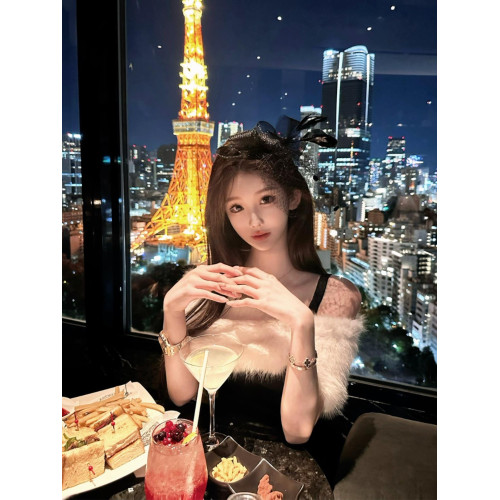 kiti 生日party小禮裙年會禮服聚會戰袍富家千金感粉色吊帶連衣裙