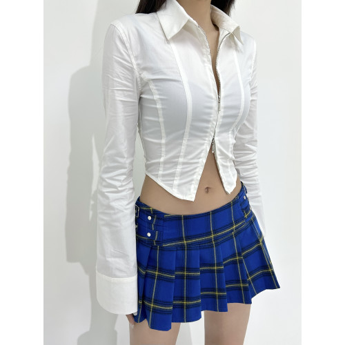 ONNASENSHI 熱辣美高襯衣春夏簡約彈力修身顯瘦長袖白襯衫