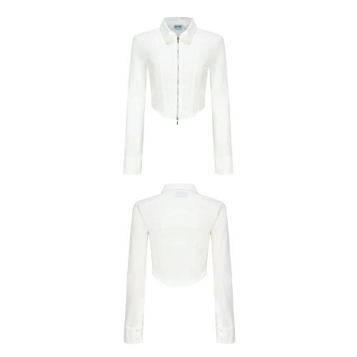 ONNASENSHI 熱辣美高襯衣春夏簡約彈力修身顯瘦長袖白襯衫