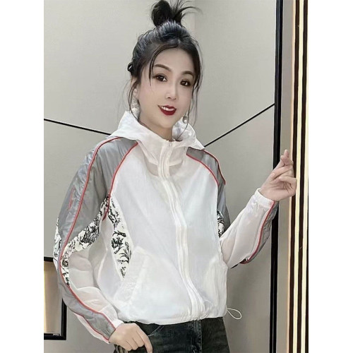 撞色拼接防曬衣連帽2024夏季新款時尚洋氣寬鬆休閒百搭薄款外套女