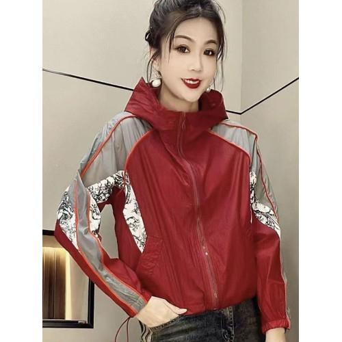 撞色拼接防曬衣連帽2024夏季新款時尚洋氣寬鬆休閒百搭薄款外套女