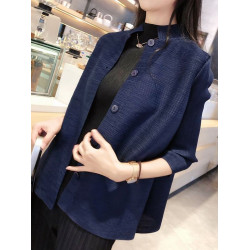 三宅系列新款洋氣外套2025春秋褶皺寬鬆修身顯瘦開衫上衣女