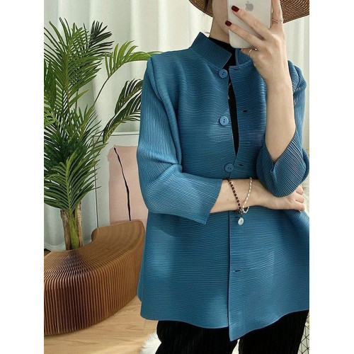 三宅系列新款洋氣外套2025春秋褶皺寬鬆修身顯瘦開衫上衣女