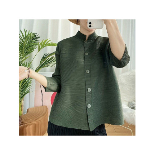 三宅系列新款洋氣外套2025春秋褶皺寬鬆修身顯瘦開衫上衣女